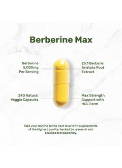 DEAL SUPPLEMENT Berberine Max Supplement, 5,000Mg Per Serving, 240 Veggie Capsules – 97% Pure Berberine Hcl – 25:1 Root Extract – Vegetarian Friendly, Non-Gmo  - Image 3