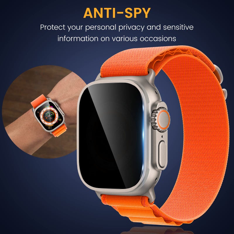 EWUONU [3 Pack Privacy Screen Protector for Apple Watch Ultra 3 49mm Accessories, Anti-peep Tempered Glass Screen Protector Scratch Resistant Waterproof Anti-Spy Cover for iwatch Ultra 3/2/Ultra - Image 4