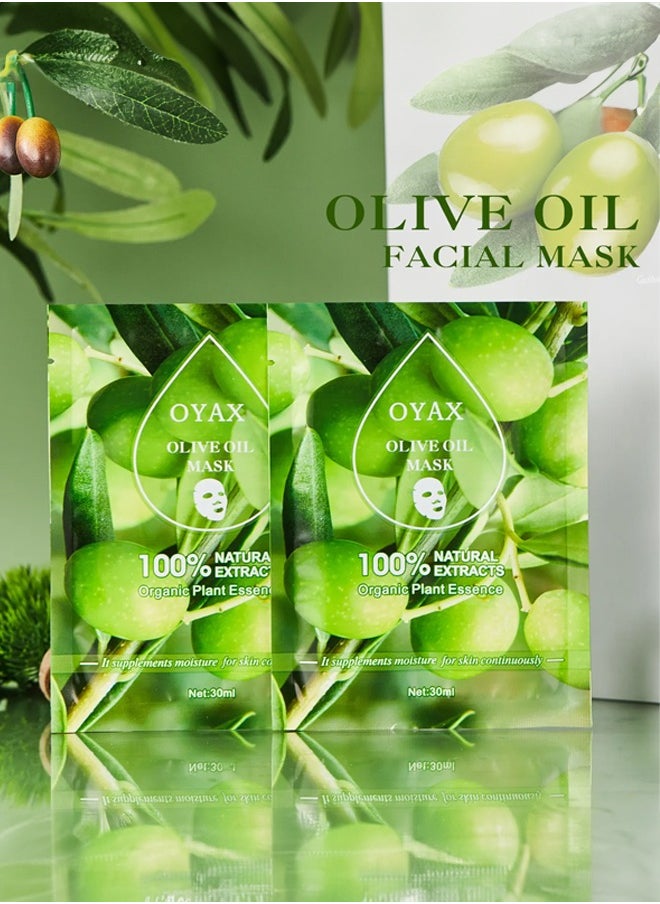 OYAX - Facial Sheet Mask Olive Oil Skin Care Face Masks Overnight Collagen Clarifying Nourishing Firming Beauty Facial Mask Anti-aging Hydrating - Image 1