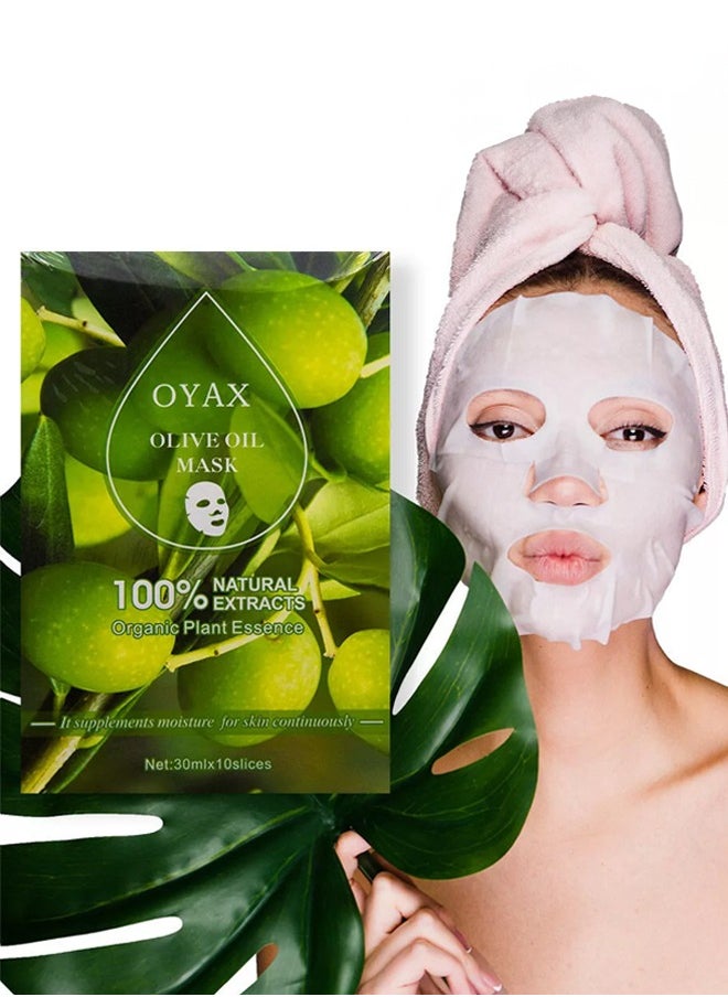 OYAX - Facial Sheet Mask Olive Oil Skin Care Face Masks Overnight Collagen Clarifying Nourishing Firming Beauty Facial Mask Anti-aging Hydrating - Image 1