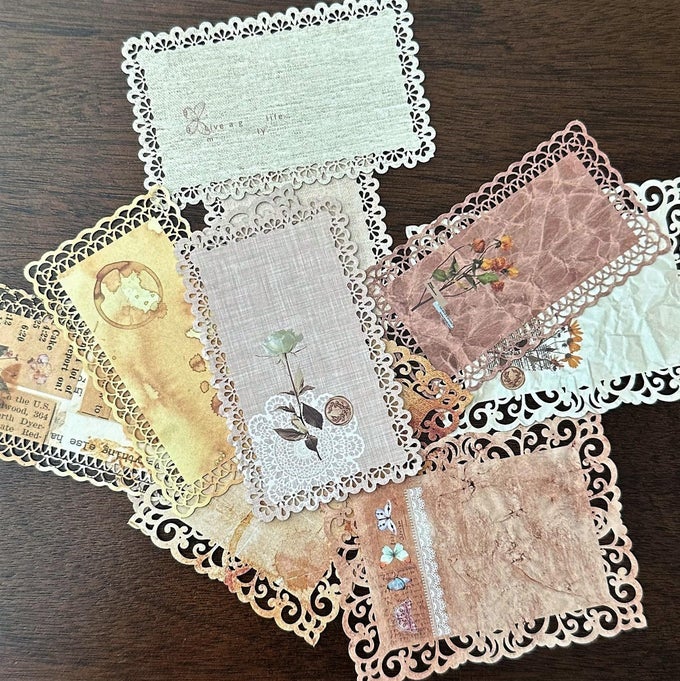 20 PCS BROWN LACE PAPER SCRAPBOOK SUPPLIES AESTHETIC CUTE VINTAGE DECOR FOR PHOTO ALBUM SKETCH BOOK GRATITUDE JOURNAL NOTEBOOK SCRAPBOOK ALBUM DIARY BULLET JOURNAL RECTANGLE PAPER LACE