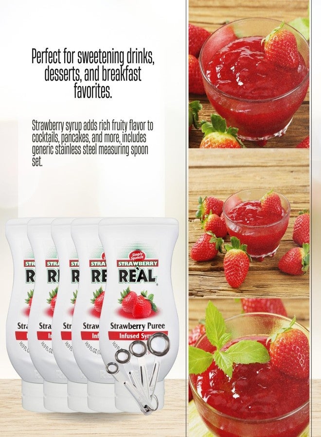 GROVE Real Fruit Puree – 5x Reàl Infused Exotics Syrup Strawberry Reàl, 16.9 FO – Bundle with Measuring Spoon Set – For Mixology, Culinary Use, and Easy Pouring – Gift Set (6 Items) - Image 2