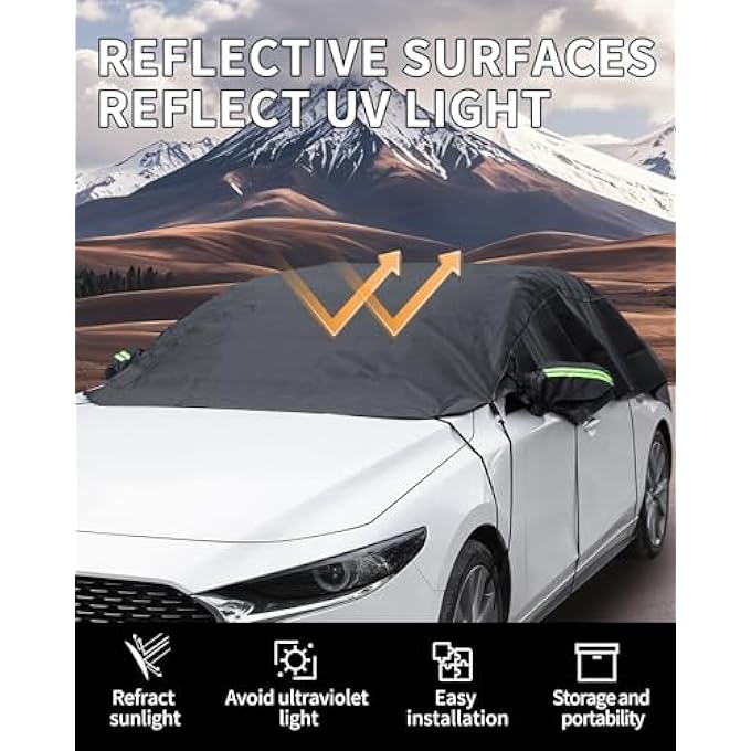 rayihni Car Hail Protector Windshield Cover, Protective Car Window Outside Cover for Protection from Rock, Snow and Ice, Frost, Rain and Sun, Magnetic Anti-Snow Cover, (Oxford Fabric-XL-(3.6)) - Image 3