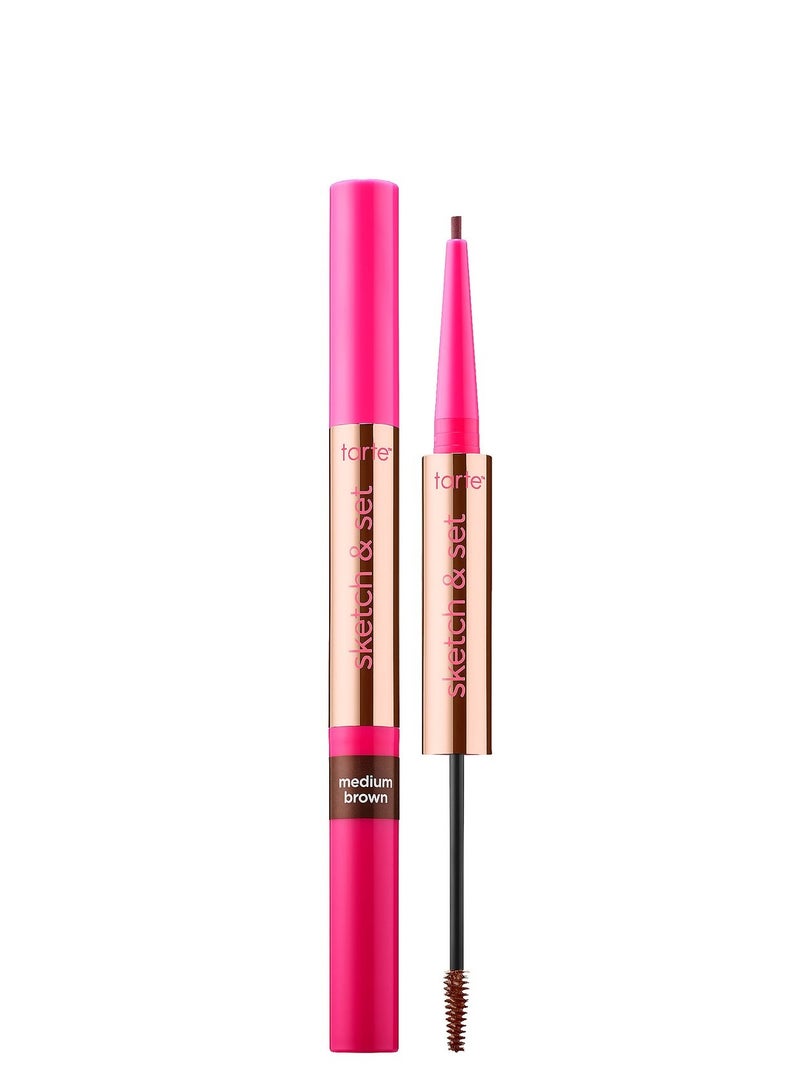 Tarte Cosmetics Sketch & Set Brow Pencil & Tinted Gel- Medium Brown, 0.1g - Image 1