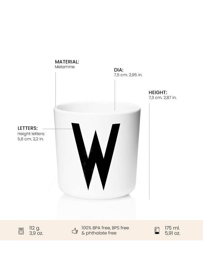 Design letters - Melamine Sippy Cups For Baby 7 Oz Az ; Kids Cups Designed In Denmark Reusable Cup For Baby 6+ Month;Learning Cup Bpa/Bps Free ; Children Drinking Cup Dishwasher Safe Toddler Cup White - Image 1