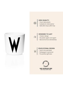 Design letters Melamine Sippy Cups For Baby 7 Oz Az ; Kids Cups Designed In Denmark Reusable Cup For Baby 6+ Month;Learning Cup Bpa/Bps Free ; Children Drinking Cup Dishwasher Safe Toddler Cup White  - Image 4