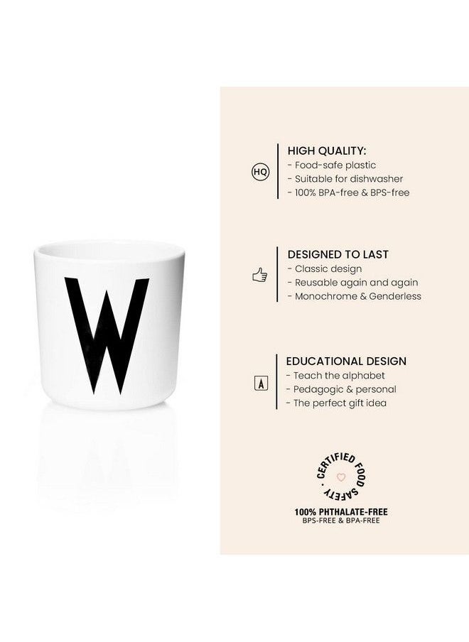 Design letters - Melamine Sippy Cups For Baby 7 Oz Az ; Kids Cups Designed In Denmark Reusable Cup For Baby 6+ Month;Learning Cup Bpa/Bps Free ; Children Drinking Cup Dishwasher Safe Toddler Cup White - Image 1