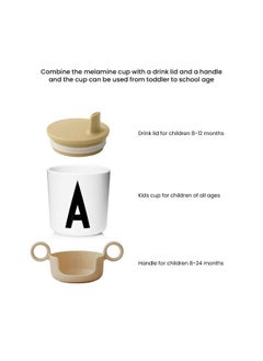 Design letters Melamine Sippy Cups For Baby 7 Oz Az ; Kids Cups Designed In Denmark Reusable Cup For Baby 6+ Month;Learning Cup Bpa/Bps Free ; Children Drinking Cup Dishwasher Safe Toddler Cup White  - Image 5