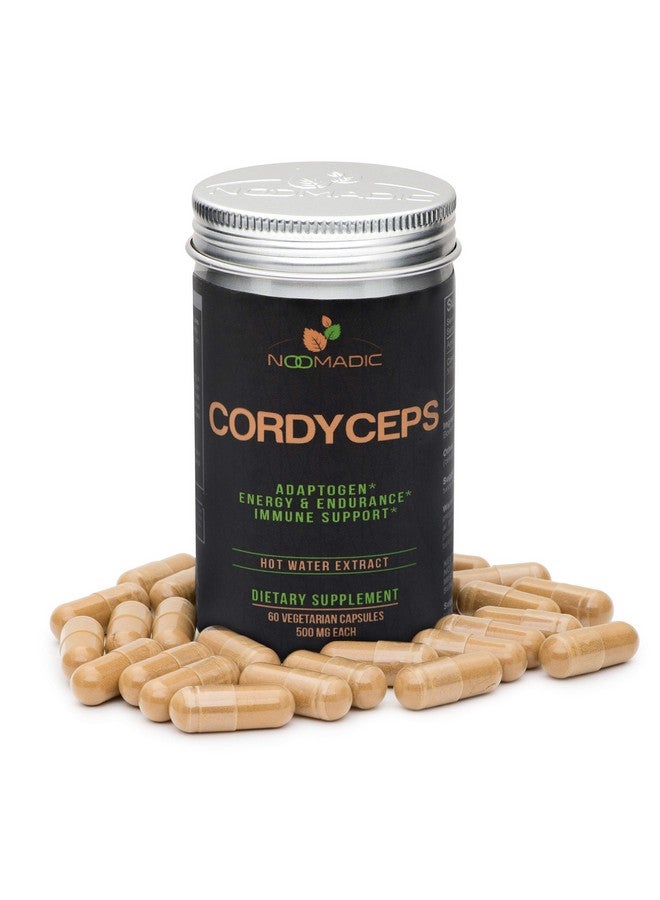 Noomadic Cordyceps Mushroom 60 Capsules 500Mg Each Ampk Activator Hot Water Extract Wood Grown Fruiting Bodies 30% Beta D Glucans Yartsa Gunbu Caterpillar Fungus  - Image 1
