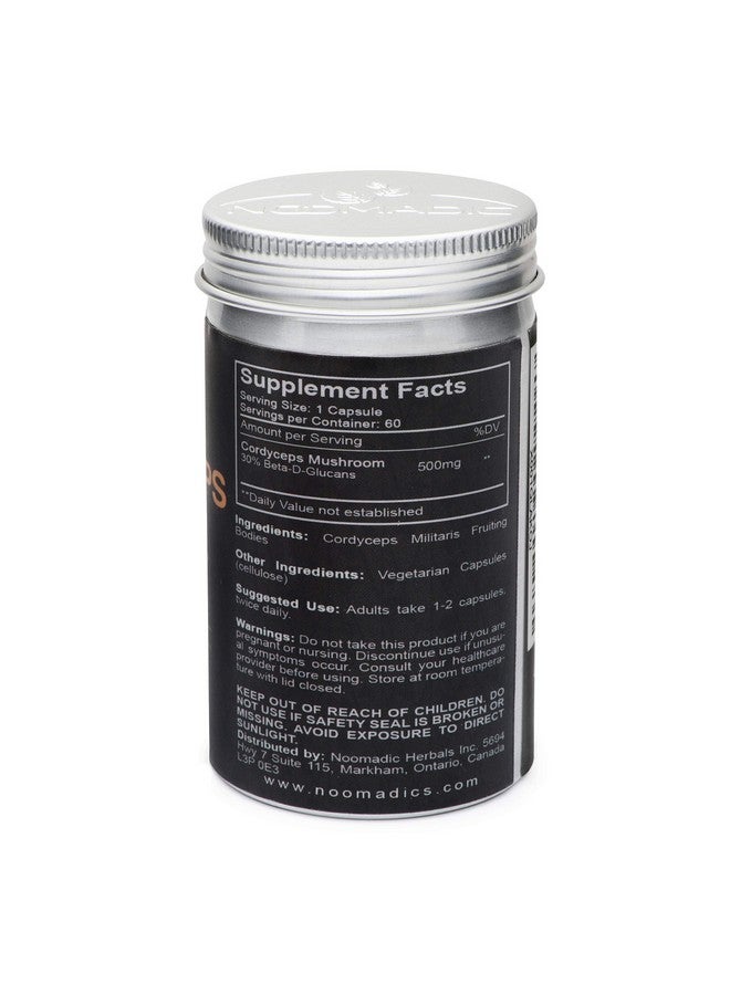 Noomadic Cordyceps Mushroom 60 Capsules 500Mg Each Ampk Activator Hot Water Extract Wood Grown Fruiting Bodies 30% Beta D Glucans Yartsa Gunbu Caterpillar Fungus  - Image 3