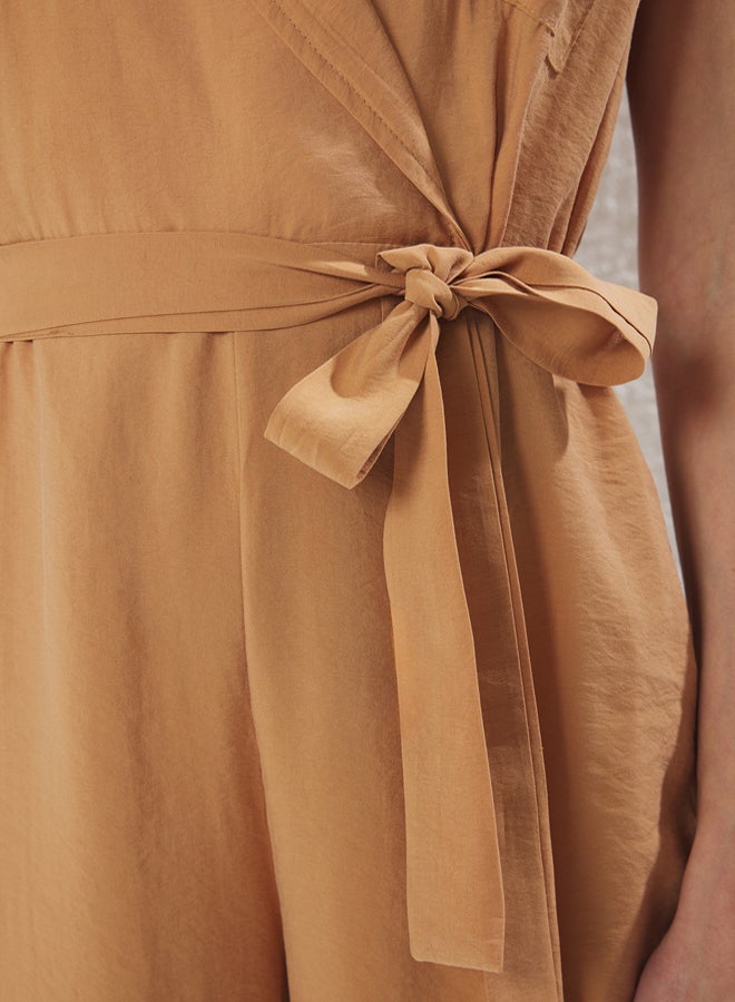 trendyol Camel More Sustainble Modal Belted Wide Leg Jumpsuit - Image 3