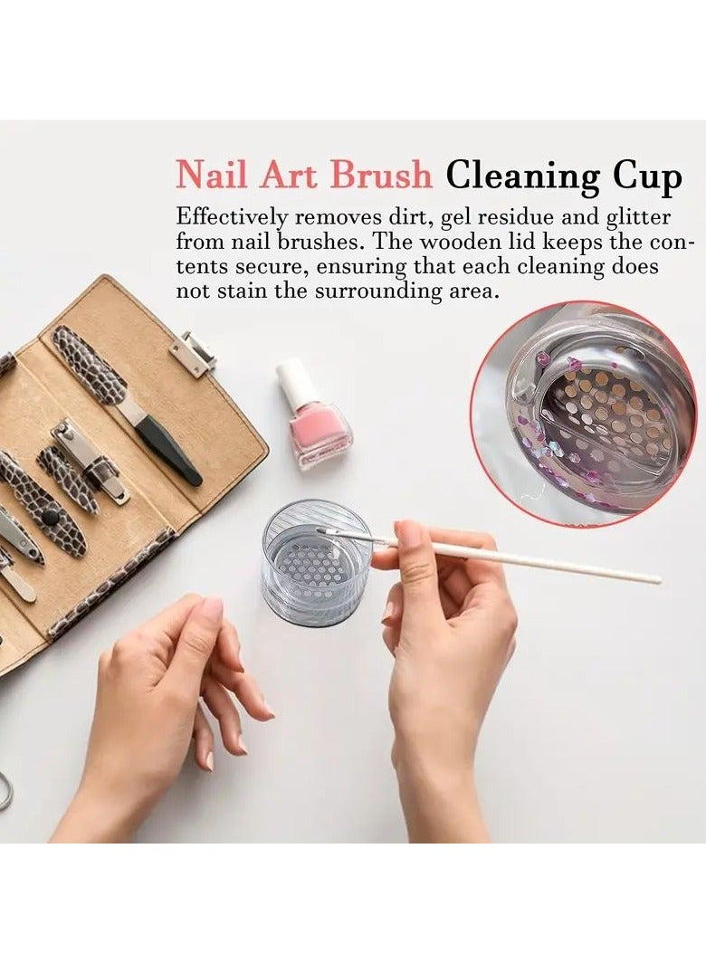 Goolsky Nail Art Thickened Glass Crystal Cup For Brush Cleaning With Stainless Steel Mesh Filter Nail Brush Container Mini Dish Bowl Glassware Tool Manicure Art Equipment  - Image 2