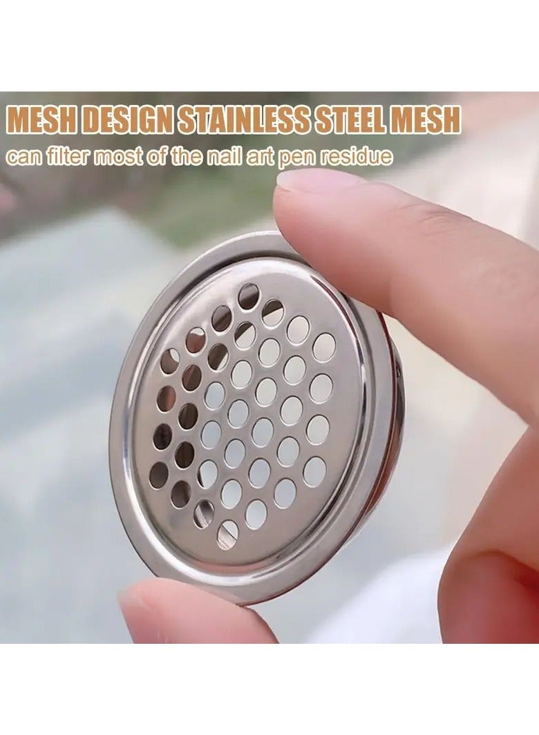 Goolsky Nail Art Thickened Glass Crystal Cup For Brush Cleaning With Stainless Steel Mesh Filter Nail Brush Container Mini Dish Bowl Glassware Tool Manicure Art Equipment  - Image 3