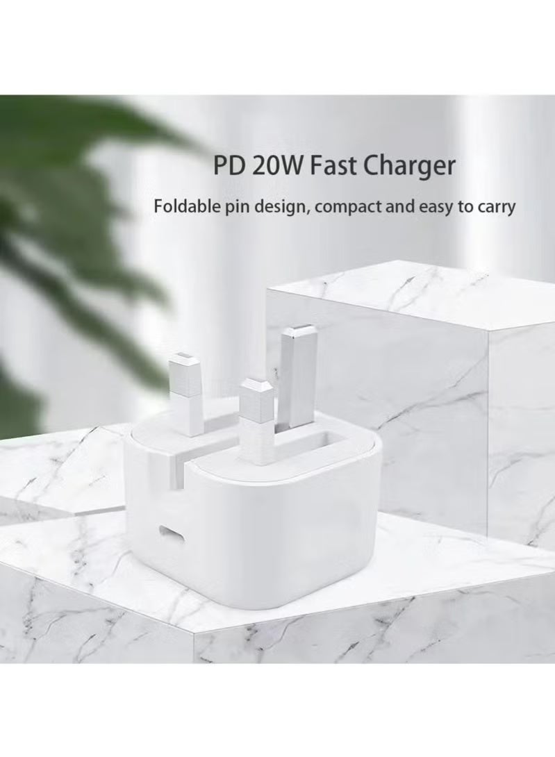 شاحن سريع 20 واط لأجهزة آيفون | شاحن جداري سريع بمنفذ USB-C متوافق مع أجهزة آيفون 15/14/14 برو/14 برو ماكس/13/12/SE 2020/11/XR/XS ماكس/X/آيباد - Image 3