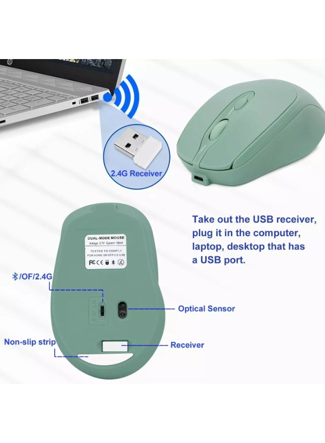 Nengshi M256 Dual Mode Wireless, Bluetooth  Silent Click Mouse - Optical Sensor 1200 DPI Rechargeable USB C - Image 3