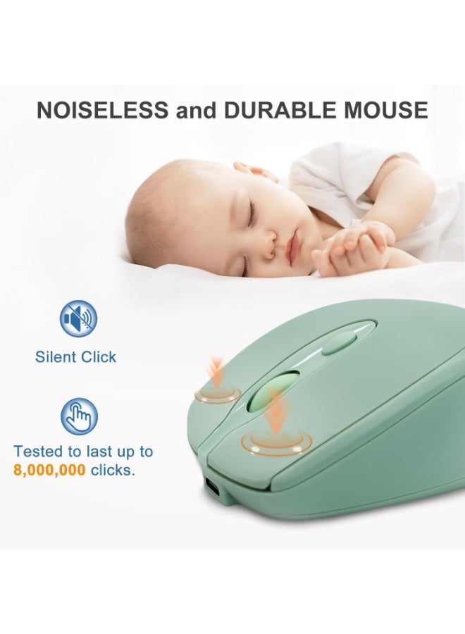 Dual Mode Wireless 2.4Ghz , Bluetooth 5.2  Silent Click Ergonomic Mouse - Optical Sensor 1600 DPI Rechargeable USB C for Laptop/PC/iPad/MacBook Pro/Air - Image 5