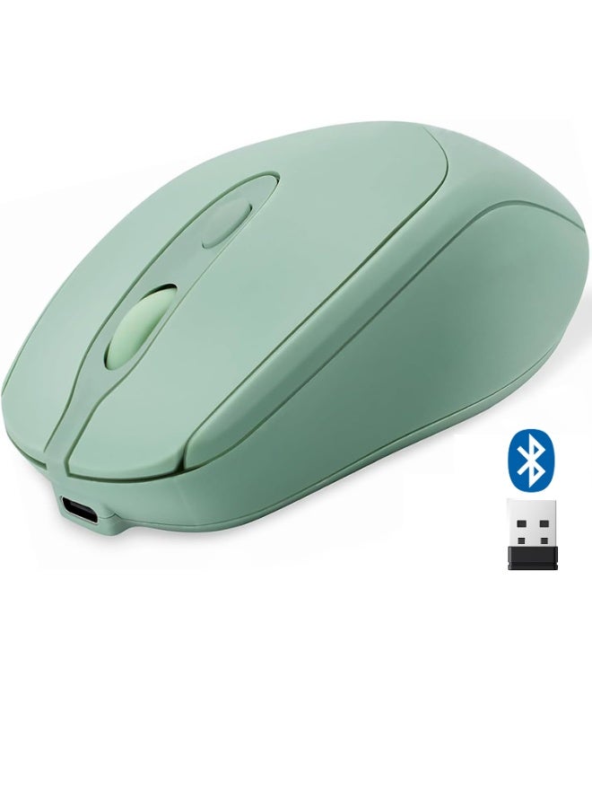 Dual Mode Wireless 2.4Ghz , Bluetooth 5.2  Silent Click Ergonomic Mouse - Optical Sensor 1600 DPI Rechargeable USB C for Laptop/PC/iPad/MacBook Pro/Air - Image 1