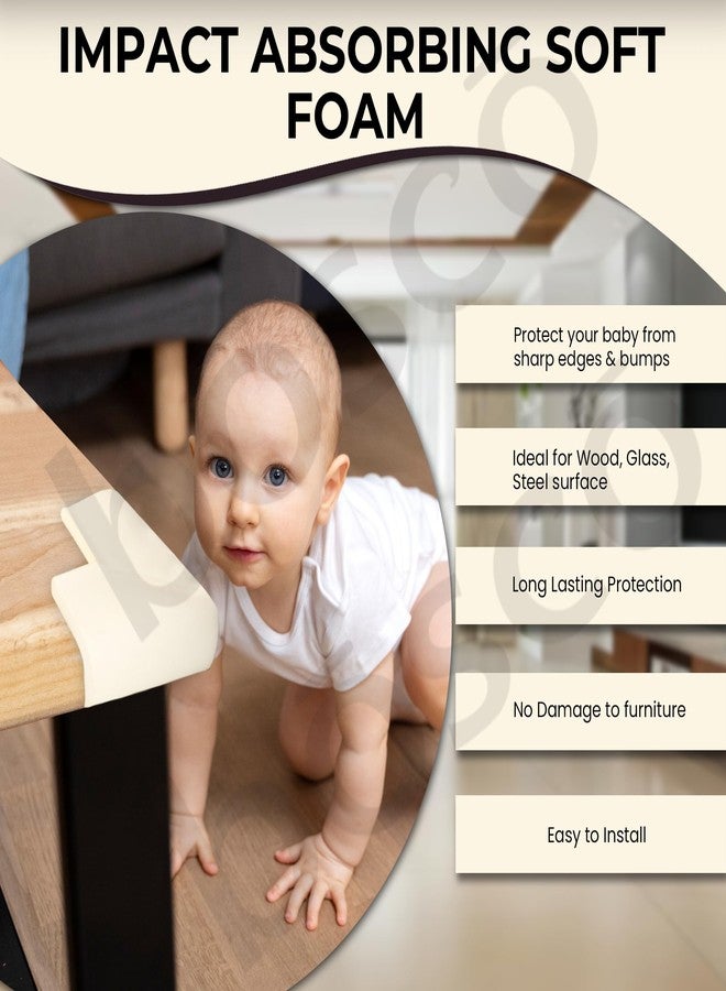 Bosco Baby Corner Guards - Pre-Taped Safety Edge Protectors for Furniture | Childproof Foam Cushions with Strong 3M Adhesive | Soft Baby Proofing for Sharp Corners - Pack of 4 (White) - Image 5