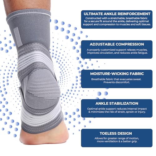 NeoTech Care Adjustable Ankle Support Brace (Gray, Size S, 1 Pair) - Image 4