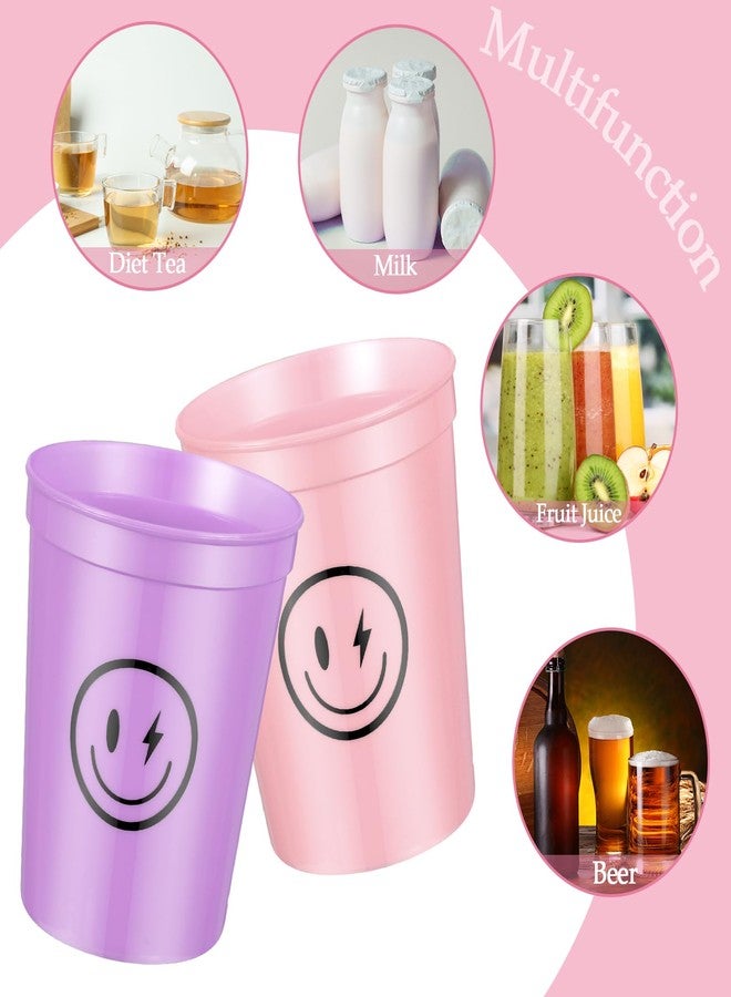 Norme 24 Pcs Smile Pattern Drink Cups Smile Face Plastic Cups 16 oz Reusable for Kids First Birthday Party Picnics Sports Event Wedding Bachelorette Decorations (Funny) - Image 3