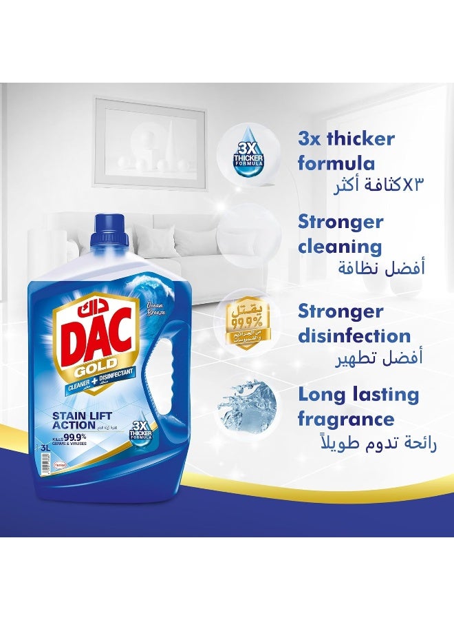 DAC Gold Cleaner + Disinfectant Ocean Breeze 3Litre - Image 3