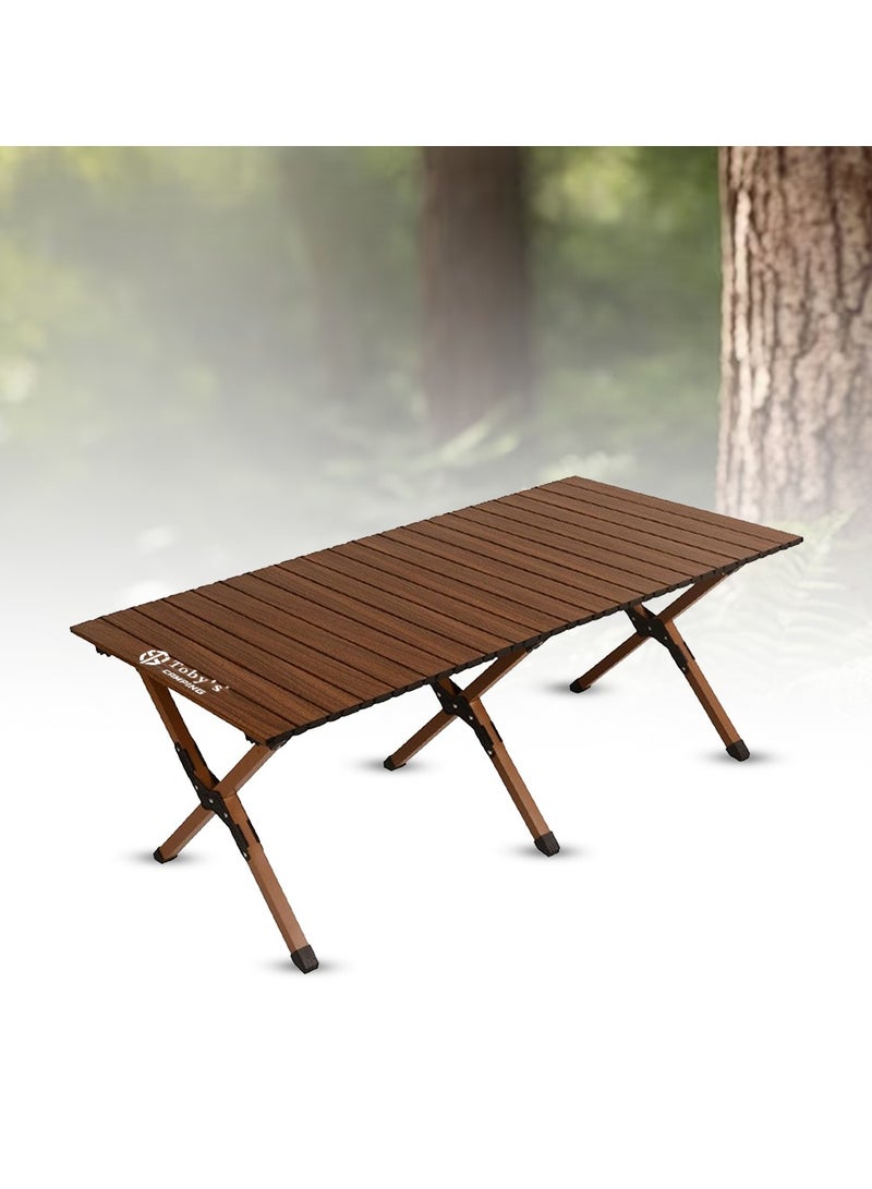Toby's Tobyâ€™S Foldable Wooden Camping Table With Telescopic Rechargeable Led Lantern  Six-Leg Stable Support, Rgb/Sos Lighting, Waterproof Portable Combo For Picnics, Camping, Hiking, And Emergency Use - Image 2