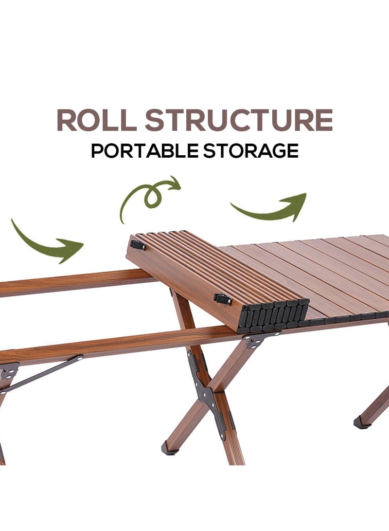 Toby's Tobyâ€™S Foldable Wooden Camping Table With Telescopic Rechargeable Led Lantern  Six-Leg Stable Support, Rgb/Sos Lighting, Waterproof Portable Combo For Picnics, Camping, Hiking, And Emergency Use - Image 4