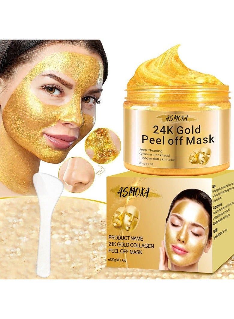 ASMOXA 2-PACK 24k Gold Peel-off Mask, Remove Blackheads And Acne, Cleanse Facial Skin 120g*2 - Image 2
