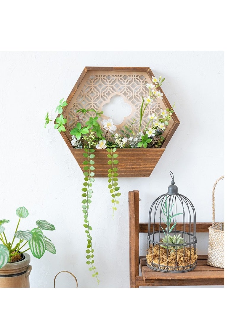 Generic Solid Wood Hanging Basket Balcony Creative Wall Pendant  - Image 2