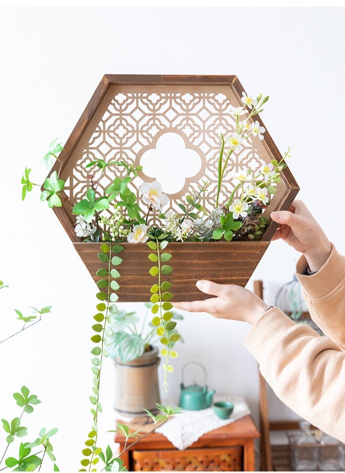 Generic Solid Wood Hanging Basket Balcony Creative Wall Pendant  - Image 4