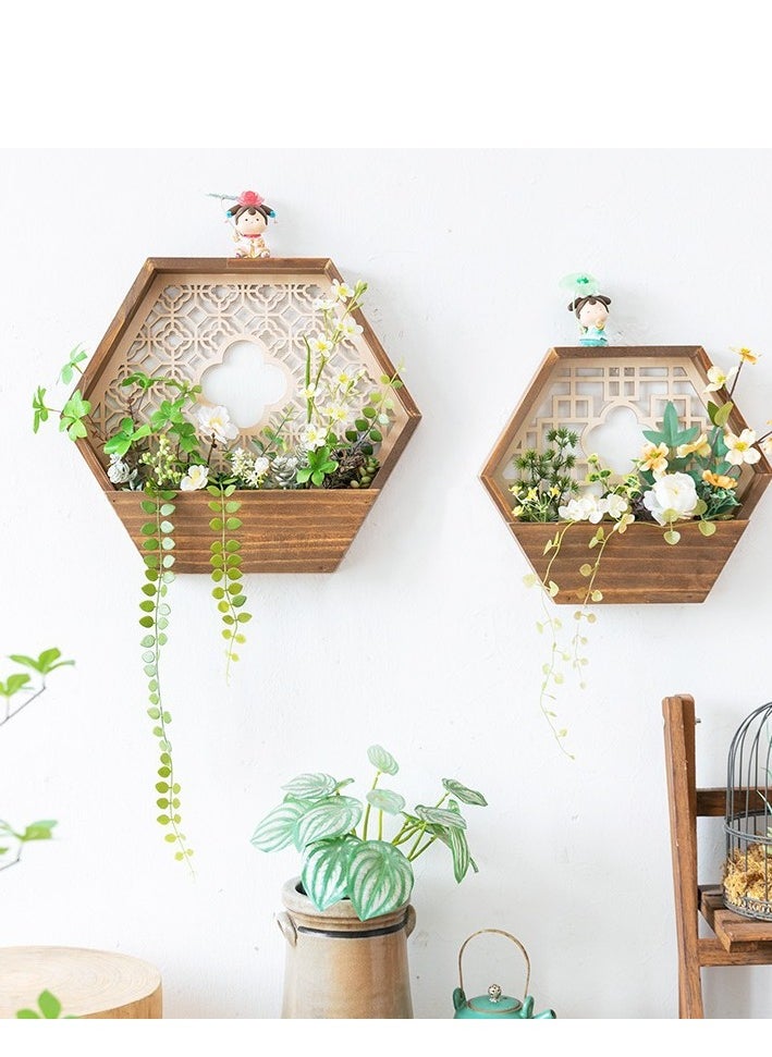 Generic Solid Wood Hanging Basket Balcony Creative Wall Pendant  - Image 5