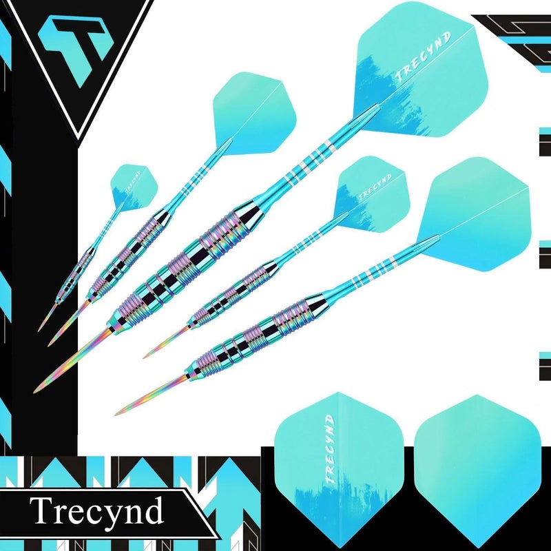 Trecynd Darts Metal Tip Set 3 Aluminum Shaft Metal Dart Set Professional Darts Steel Tip Sets + Extra Dart Flights 3 Replace Plastic Shafts Beginner or Professional Darts 22g (Green Blue) - Image 4