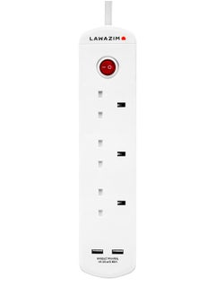 LAWAZIM heavy duty 3 Way Extension Cable with on/off buttons & 2 USB Port | 3 Meters | 2990W  - Image 2