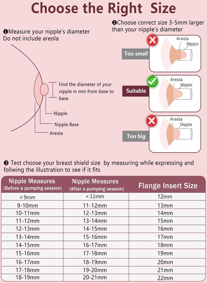 قطع من حواف مضخات الثدي مقاس 13 مم، متوافقة مع مضخات الثدي Momcozy/Spectra/Medela/eufy/Elvie/Lansinoh/Paruu P10، ومناسبة لمضخات الثدي Momcozy M5/M9/M6/V2 Pro/V2 pro/S12 Pro/eufy E10 S1 S1 Pro، حافة مقاس 24 مم - Image 3