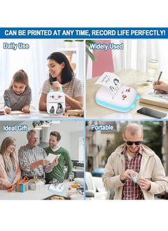 Spaceshoop Portable Mini Printer, Mini Pocket Printer, Thermal Photo Printer for Scrapbooking Text Memo Notes Office Receipts Printing Inkless Blue  - Image 1