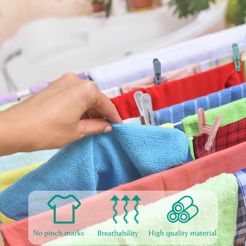Rovedcity 56 Pcs Colorful Clothespins, 4 Colors Spring Clips (2 Inch) Small Clothes Pin with Black Storage Bag - for Laundry, Drying Clothes, Home Use - Image 2
