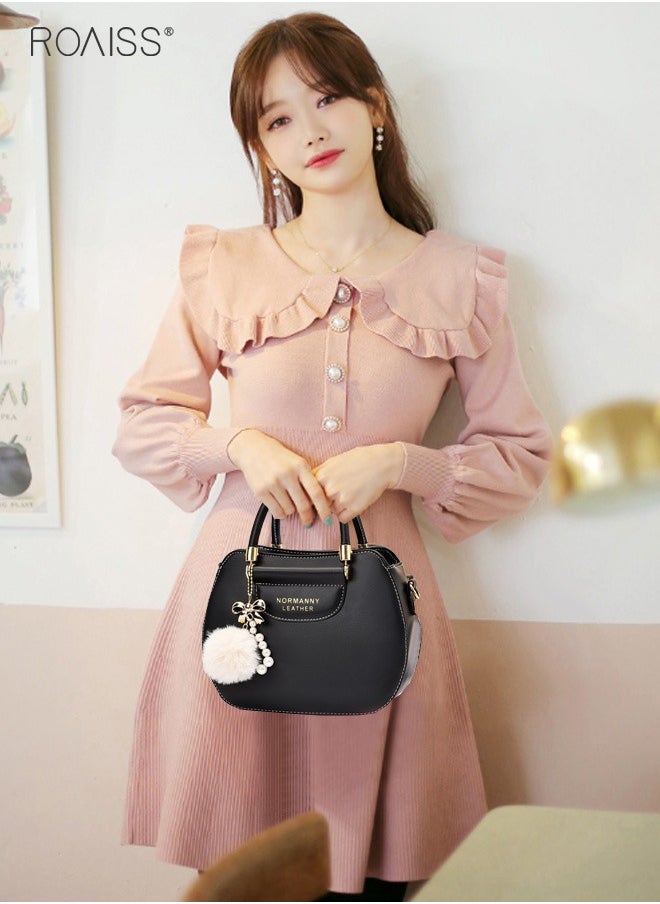 roaiss - Women's Fashion Contrast Color Handbag Curved Silhouette Bag With Zipper Opening And Closing Shoulder Bag Detachable Shoulder Strap Crossbody Bag - Image 1
