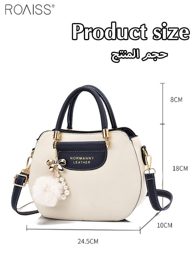 roaiss - Women's Fashion Contrast Color Handbag Curved Silhouette Bag With Zipper Opening And Closing Shoulder Bag Detachable Shoulder Strap Crossbody Bag - Image 1