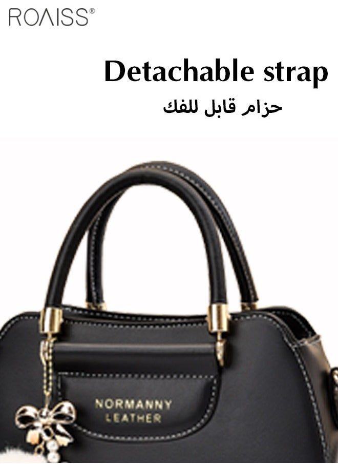 roaiss - Women's Fashion Contrast Color Handbag Curved Silhouette Bag With Zipper Opening And Closing Shoulder Bag Detachable Shoulder Strap Crossbody Bag - Image 1
