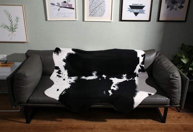 MustMat Cute Cow Print Rug Black and White Faux Cowhide Rugs Animal Printed Area Rug Carpet for Home 5.2x4.6 Feet - Image 2