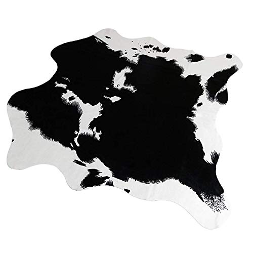 MustMat Cute Cow Print Rug Black and White Faux Cowhide Rugs Animal Printed Area Rug Carpet for Home 5.2x4.6 Feet - Image 1