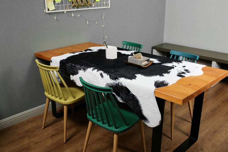 MustMat Cute Cow Print Rug Black and White Faux Cowhide Rugs Animal Printed Area Rug Carpet for Home 5.2x4.6 Feet - Image 5