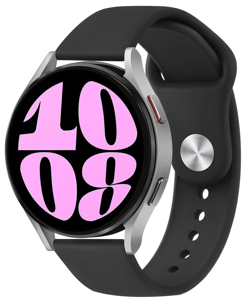 J.Rosée Monochrome Silicone Sport Strap 20mm Compatible with Samsung Galaxy Watch 6/5/4 (40mm/44mm), Watch 6 Classic (43mm/47mm) – Black Reversible Band - Image 2