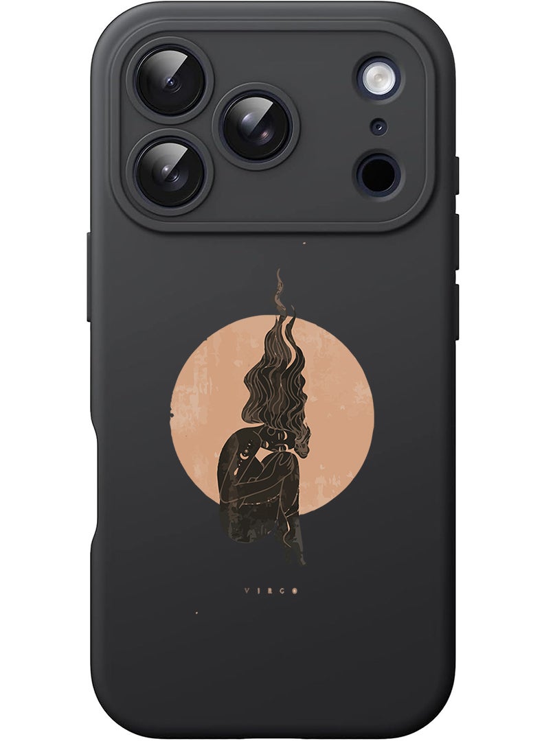 Theodor Protective Slim Fit Case Liquid Silicone Cover with Full Body Protection Anti-Scratch Shockproof Case For Apple iPhone 17 Pro Max (Black) Virgo-01 - Image 1