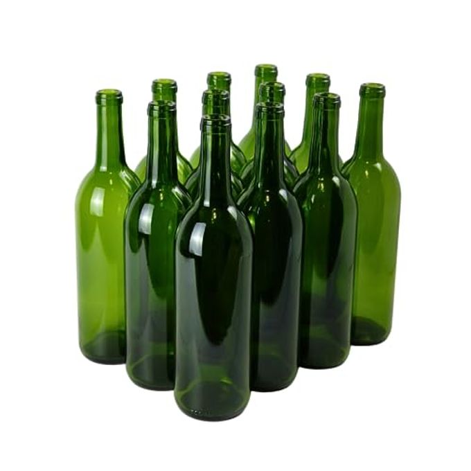 FastRack - 750ml Green Wine Bottles (Pack of 12) | W5 Bordeaux Liquor Bottles | 750 ml Empty Bottle for Drinks, 12 per Case - NO CORKS INCLUDED