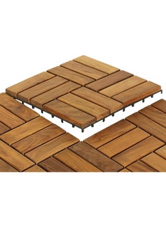 HOME TASTE Wooden Floor Decking Tiles Timberlock Interlocking Wood Tiles Floor Tiles Balcony Flooring Tiles Home Floor Tiles Diy Tiles Garden Tiles (Pack_ (6 Pieces))  - Image 1