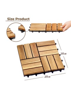 HOME TASTE Wooden Floor Decking Tiles Timberlock Interlocking Wood Tiles Floor Tiles Balcony Flooring Tiles Home Floor Tiles Diy Tiles Garden Tiles (Pack_ (6 Pieces))  - Image 2