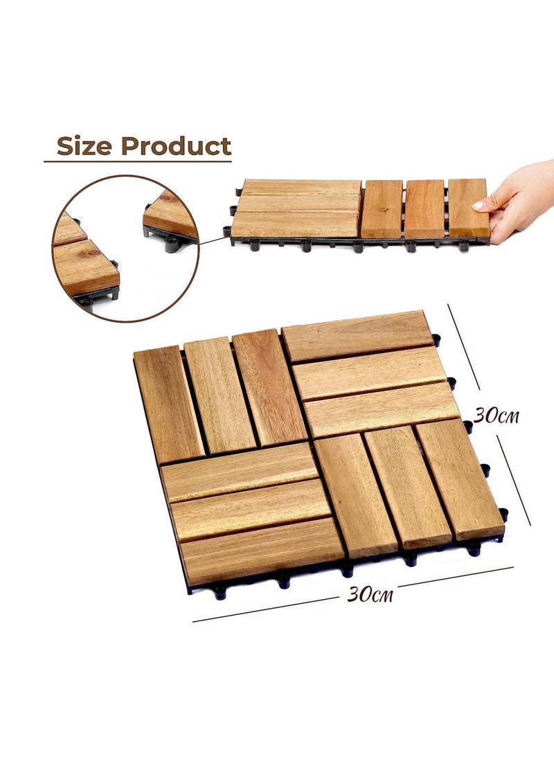 HOME TASTE Wooden Floor Decking Tiles Timberlock Interlocking Wood Tiles Floor Tiles Balcony Flooring Tiles Home Floor Tiles Diy Tiles Garden Tiles (Pack_ (6 Pieces))  - Image 2