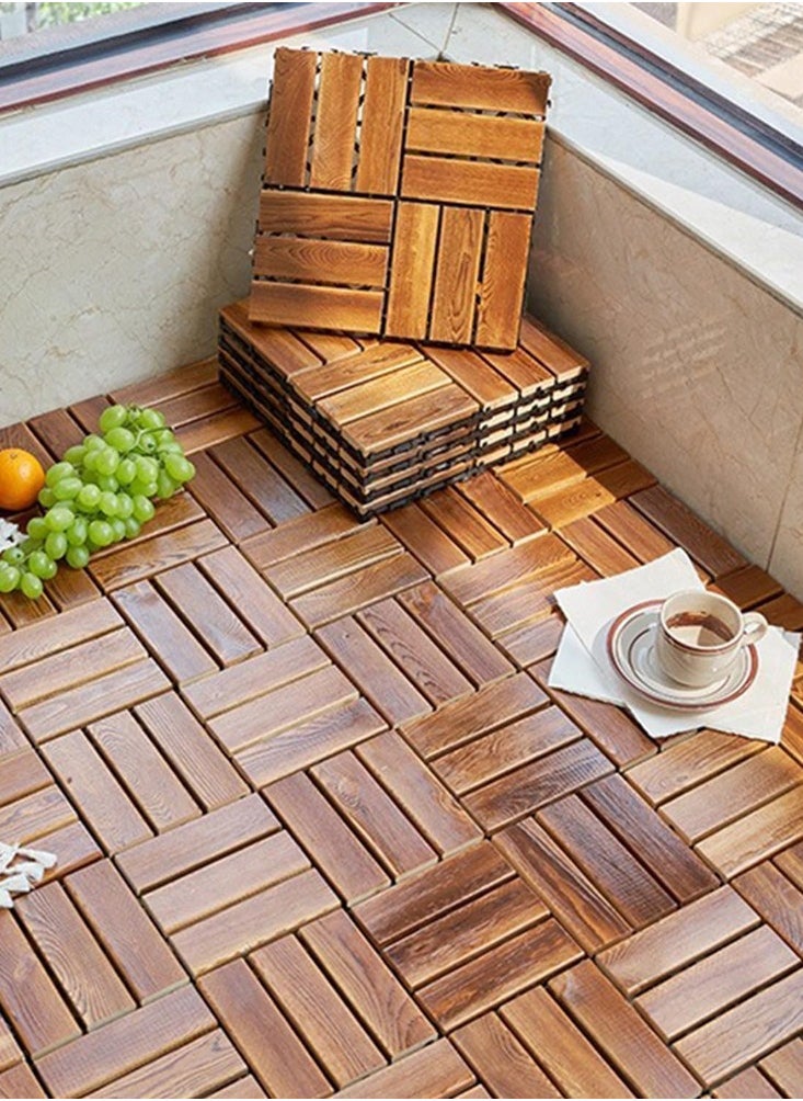 HOME TASTE Wooden Floor Decking Tiles Timberlock Interlocking Wood Tiles Floor Tiles Balcony Flooring Tiles Home Floor Tiles Diy Tiles Garden Tiles (Pack_ (6 Pieces))  - Image 5