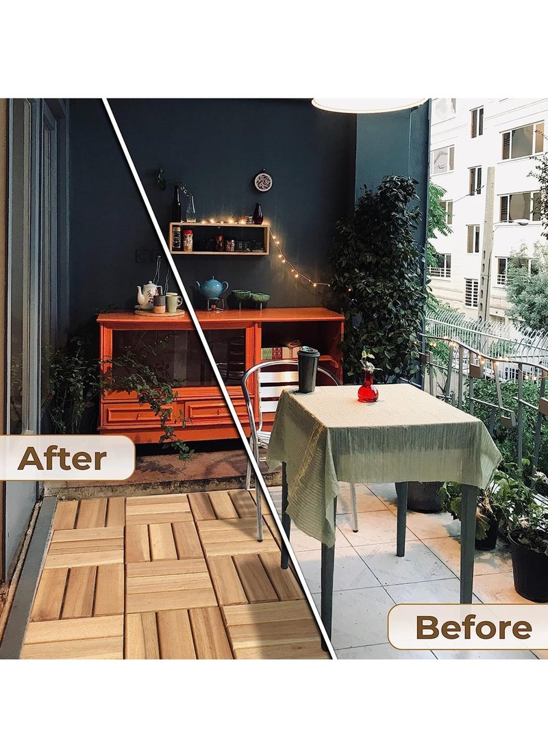 Wooden Floor Decking Tiles Timberlock Interlocking Wood Tiles Floor Tiles Balcony Flooring Tiles Home Floor Tiles Diy Tiles Garden Tiles (Pack_ (6 Pieces))